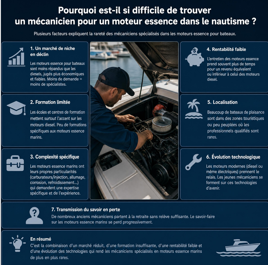 Pourquoi est-il si difficile de trouver un mécanicien pour un moteur essence dans le nautisme ?