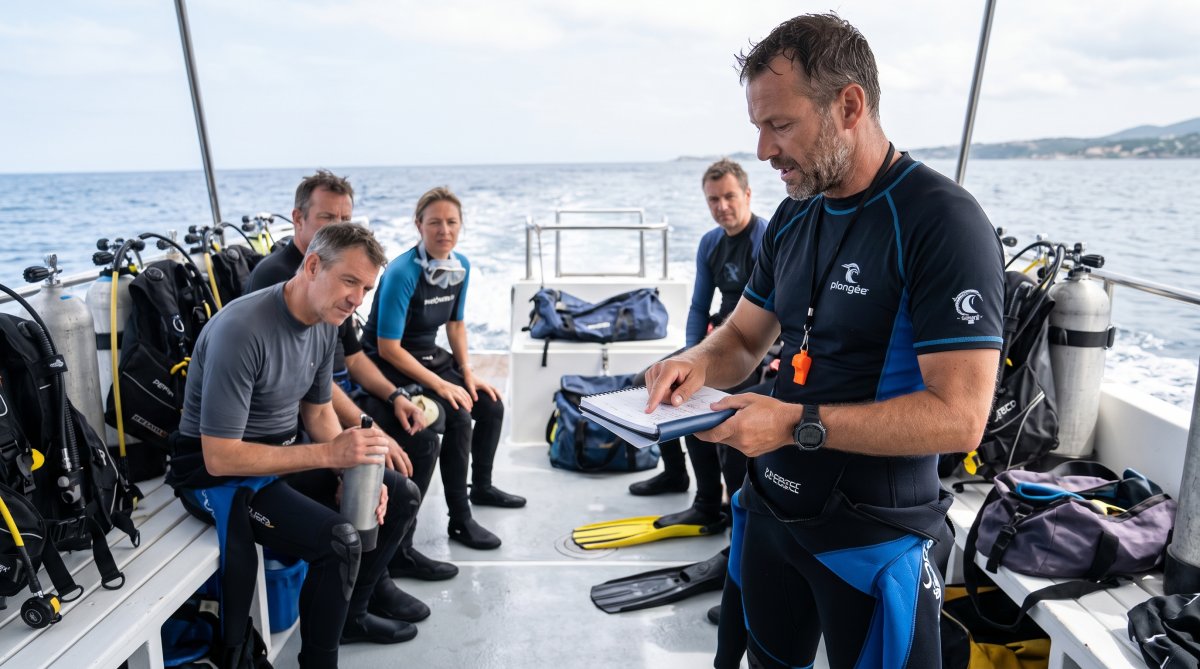 Préparation à une sortie plongée en mer au départ de La Trinité sur Mer avec équipement